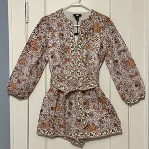 Paige NWT puglia belted romper blanc multi size 2 linen floral printed boho